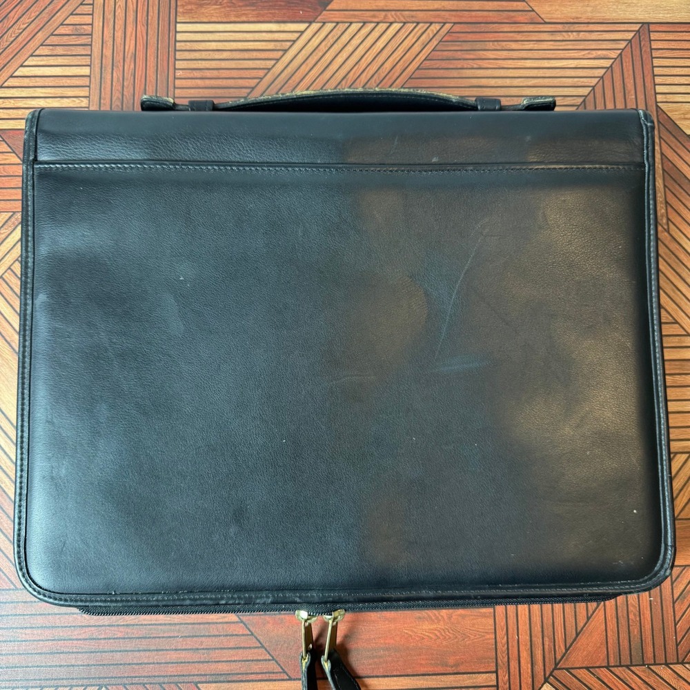 Coach Vintage Black Leather Zip Around 3 Ring Binder Portfolio Briefcase Case